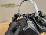 Prada Pleated Motorcycle Handbag Black Oiled Leather Lightweight Yet Spacious - Image 5
