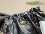 Prada Pleated Motorcycle Handbag Black Oiled Leather Lightweight Yet Spacious - Image 7