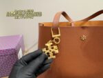 Tory Burch Full Grained Leather Tote Bag Carry By Hand Or Crossbody Lightweight, Practical, And Fashionable - Image 3