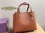 Tory Burch Full Grained Leather Tote Bag Carry By Hand Or Crossbody Lightweight, Practical, And Fashionable - Image 8