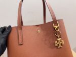 Tory Burch Full Grained Leather Tote Bag Carry By Hand Or Crossbody Lightweight, Practical, And Fashionable - Image 9