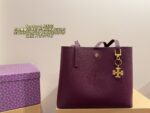 Tory Burch Full Grained Leather Tote Bag Carry By Hand Or Crossbody Lightweight, Practical, And Fashionable - Image 13