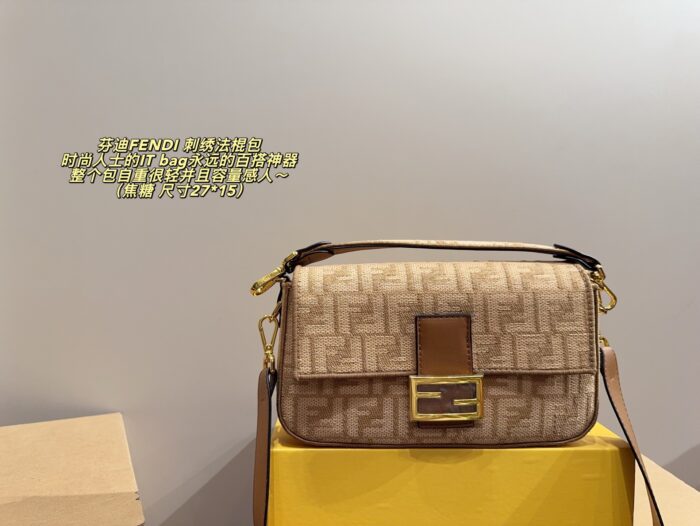Fendi Embroidered Baguette Bag Versatile, Lightweight, Spacious Multiple Carrying Options - Image 1