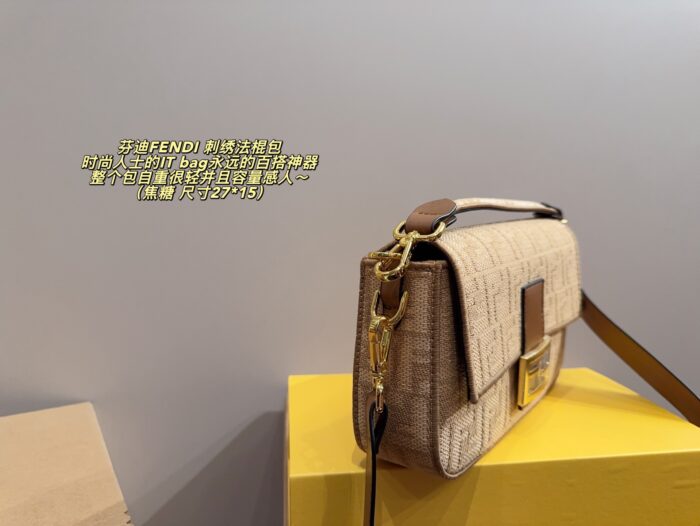 Fendi Embroidered Baguette Bag Versatile, Lightweight, Spacious Multiple Carrying Options - Image 4