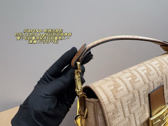 Fendi Embroidered Baguette Bag Versatile, Lightweight, Spacious Multiple Carrying Options - Image 8