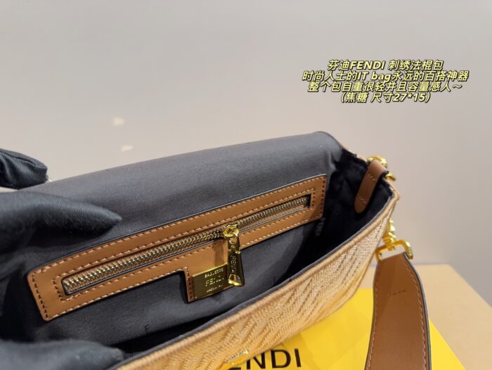 Fendi Embroidered Baguette Bag Versatile, Lightweight, Spacious Multiple Carrying Options - Image 9