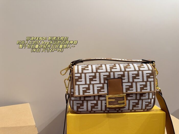 Fendi Embroidered Baguette Bag Versatile, Lightweight, Spacious Multiple Carrying Options - Image 11