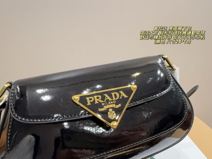 Prada Glossy Underarm Bag Comfortable, Refined And Elegant For The Commute - Image 8