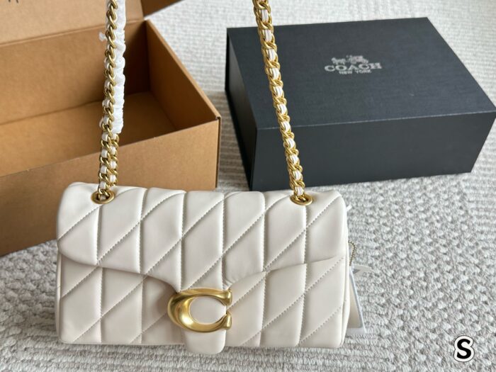 Coach Tabby Collection Bacchus-Inspired Ivory Diamond-Quilted Chain Bag - Image 12