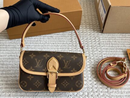 Louis Vuitton Nano Diane Monogram Canvas Bag Retro Details Detachable Shoulder Strap Day And Evening Wear