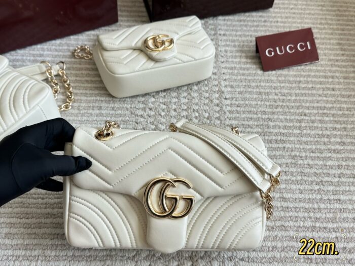 Gucci Gg Marmont New Arrival Double G Upgrade Cowhide Grain Pattern Women'S Handbag - Image 3