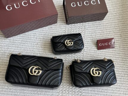 Gucci Gg Marmont New Arrival Double G Upgrade Cowhide Grain Bag