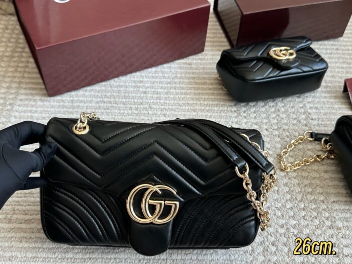 Gucci Gg Marmont New Arrival Double G Upgrade Cowhide Grain Bag - Image 2