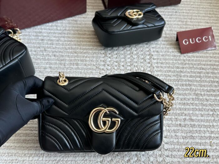 Gucci Gg Marmont New Arrival Double G Upgrade Cowhide Grain Bag - Image 3
