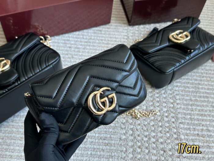 Gucci Gg Marmont New Arrival Double G Upgrade Cowhide Grain Bag - Image 4