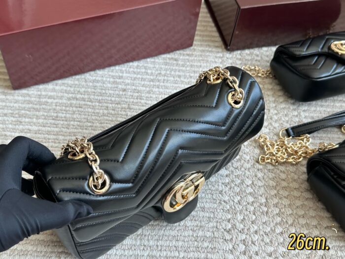 Gucci Gg Marmont New Arrival Double G Upgrade Cowhide Grain Bag - Image 5