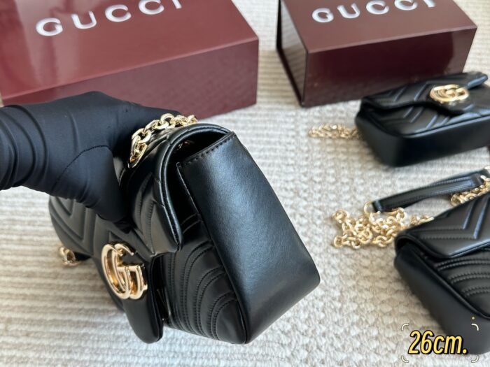 Gucci Gg Marmont New Arrival Double G Upgrade Cowhide Grain Bag - Image 6