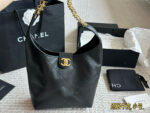 Chanel 25 Series Hobo Bucket Bag In Calfskin With Distinctive Shoulder Strap Design