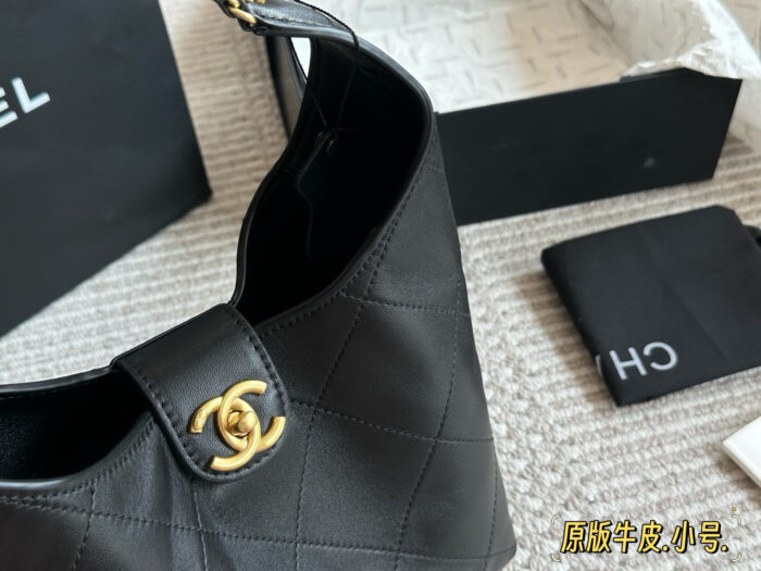 Chanel 25 Series Hobo Bucket Bag In Calfskin With Distinctive Shoulder Strap Design - Image 3