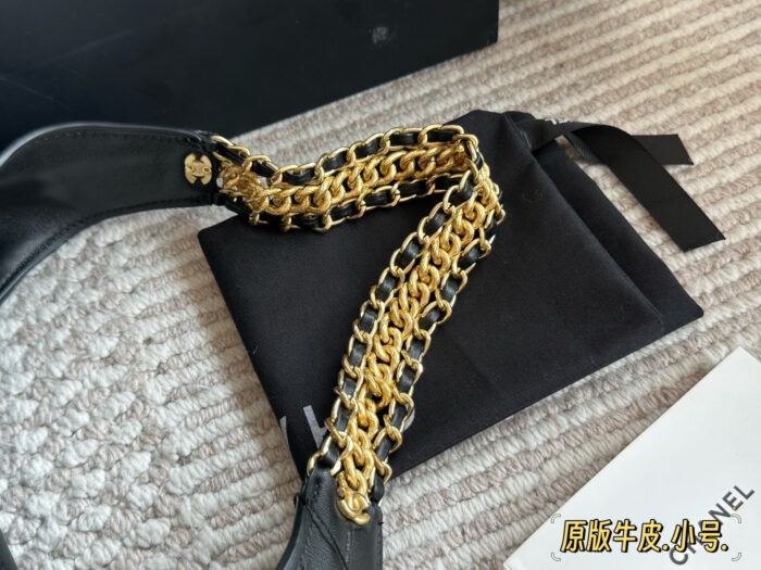 Chanel 25 Series Hobo Bucket Bag In Calfskin With Distinctive Shoulder Strap Design - Image 8