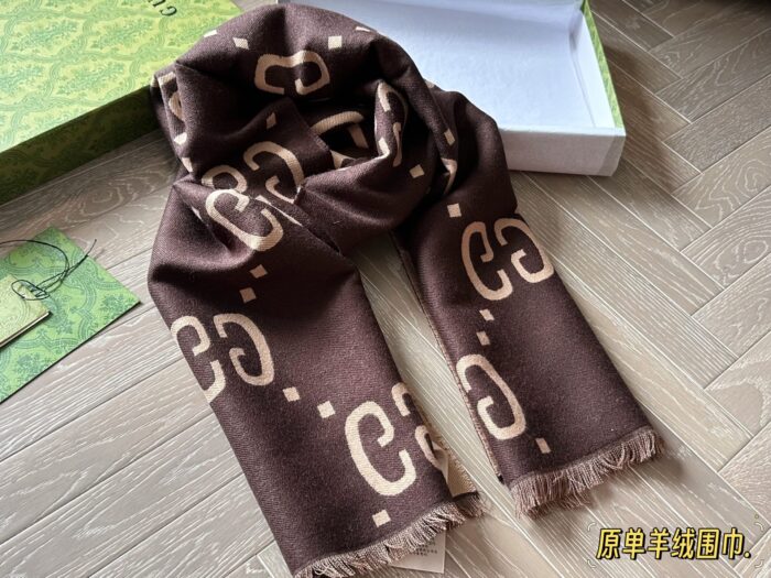 Gucci Gg Cashmere Scarf With Box, Authentic - Image 9