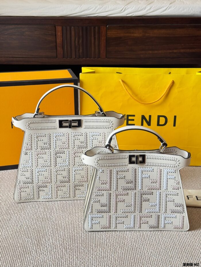 Fendi Peekaboo Seeu Woven Handbag And Crossbody Bag - Image 10