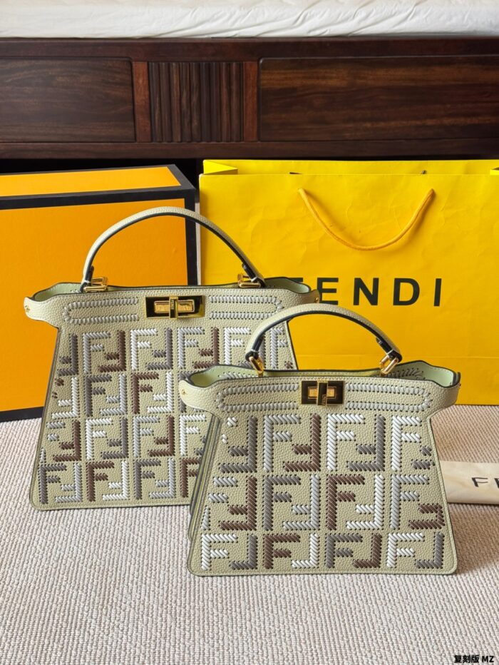 Fendi Peekaboo Seeu Woven Handbag And Crossbody Bag - Image 15