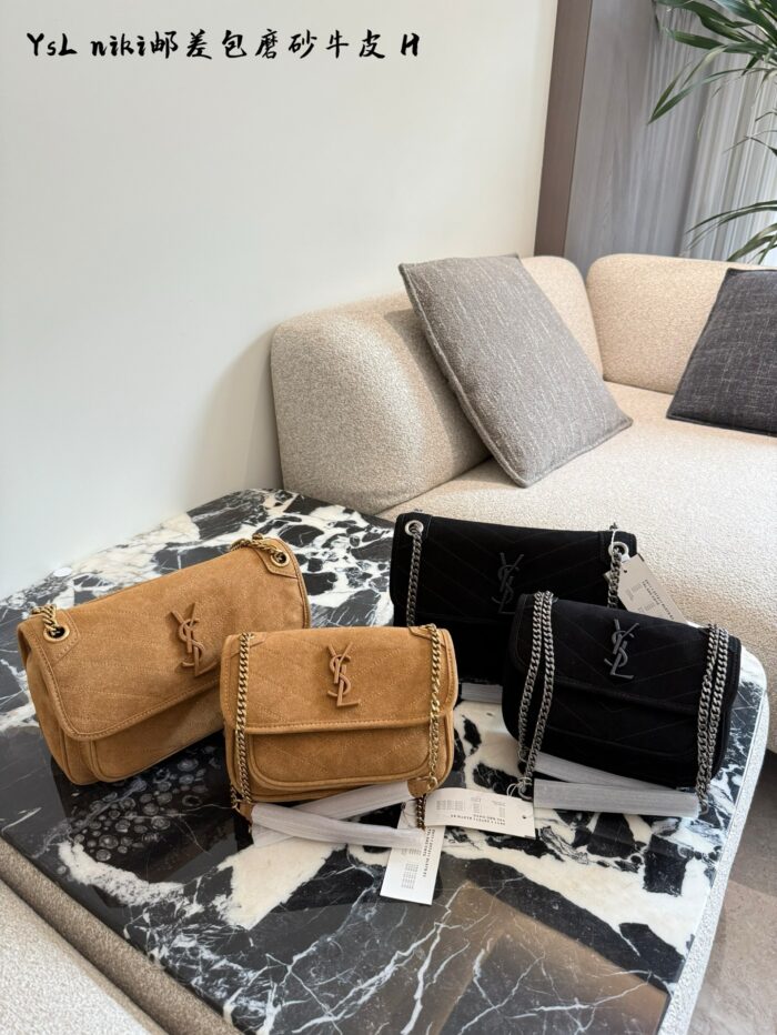 Yves Saint Laurent Niki Series Satin Leather Messenger Bag - Image 1