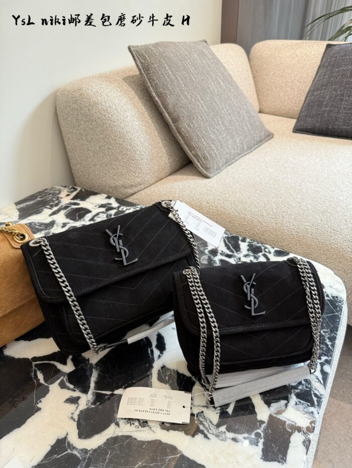 Yves Saint Laurent Niki Series Satin Leather Messenger Bag - Image 3