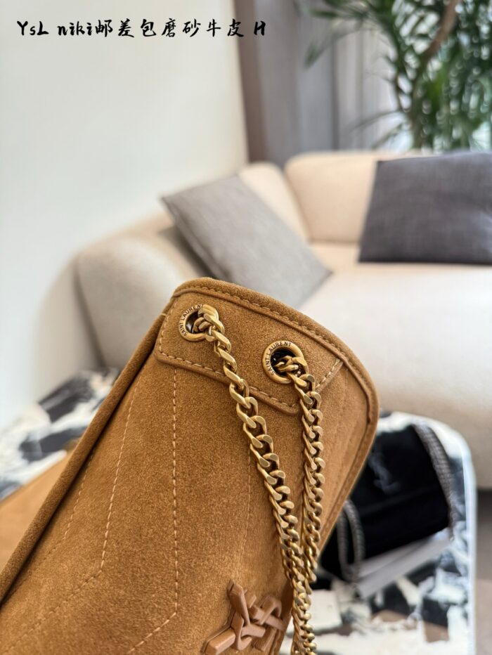 Yves Saint Laurent Niki Series Satin Leather Messenger Bag - Image 8