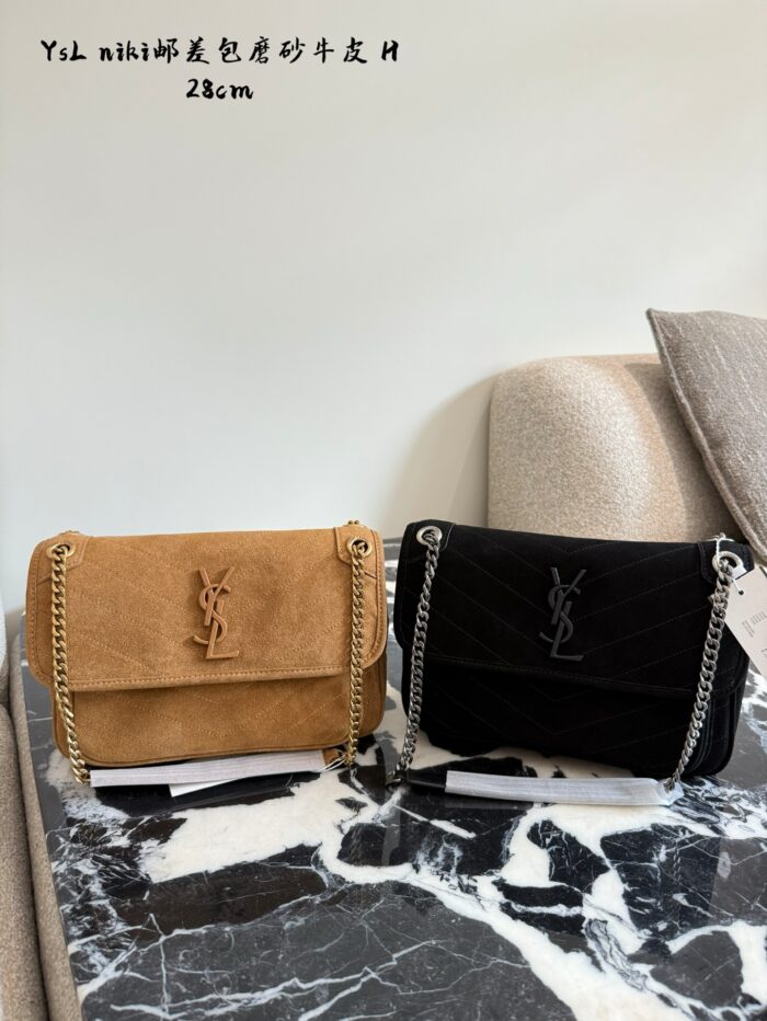 Yves Saint Laurent Niki Series Satin Leather Messenger Bag - Image 9