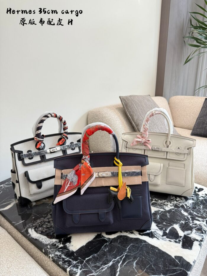 Hermès Cargo Birkin Canvas And Leather Patchwork Multi-Pocket Practical Birkin Bag - Image 2