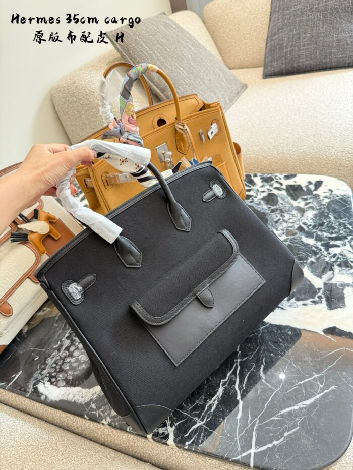 Hermès Cargo Birkin Canvas And Leather Patchwork Multi-Pocket Practical Birkin Bag - Image 4