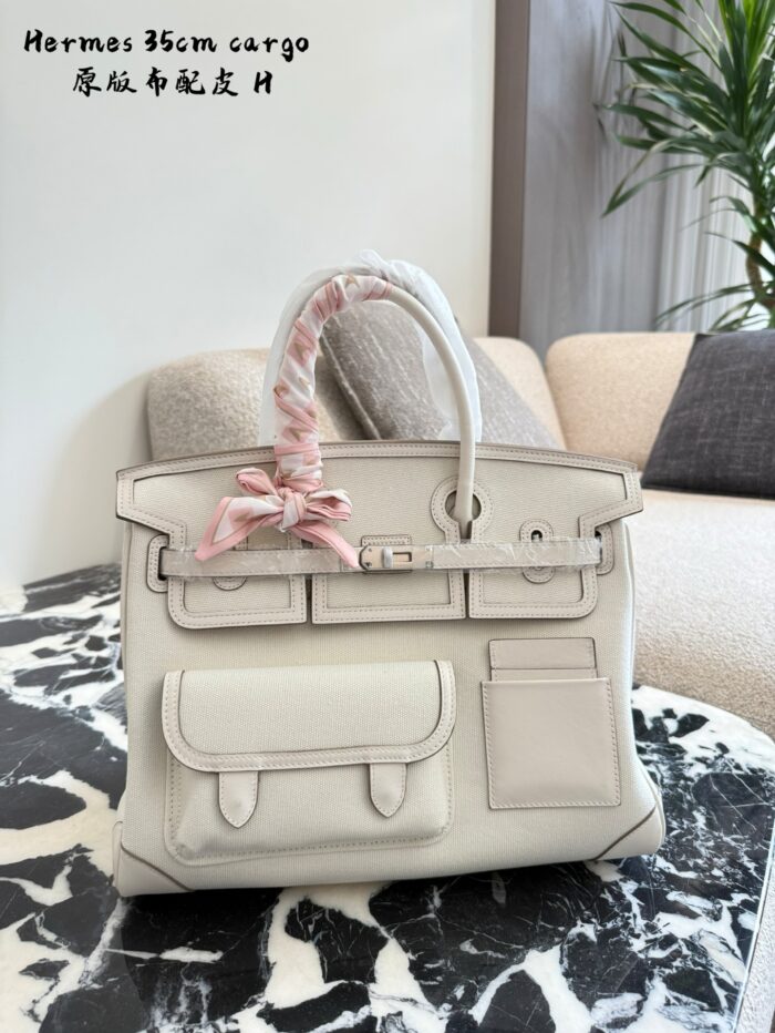 Hermès Cargo Birkin Canvas And Leather Patchwork Multi-Pocket Practical Birkin Bag - Image 7