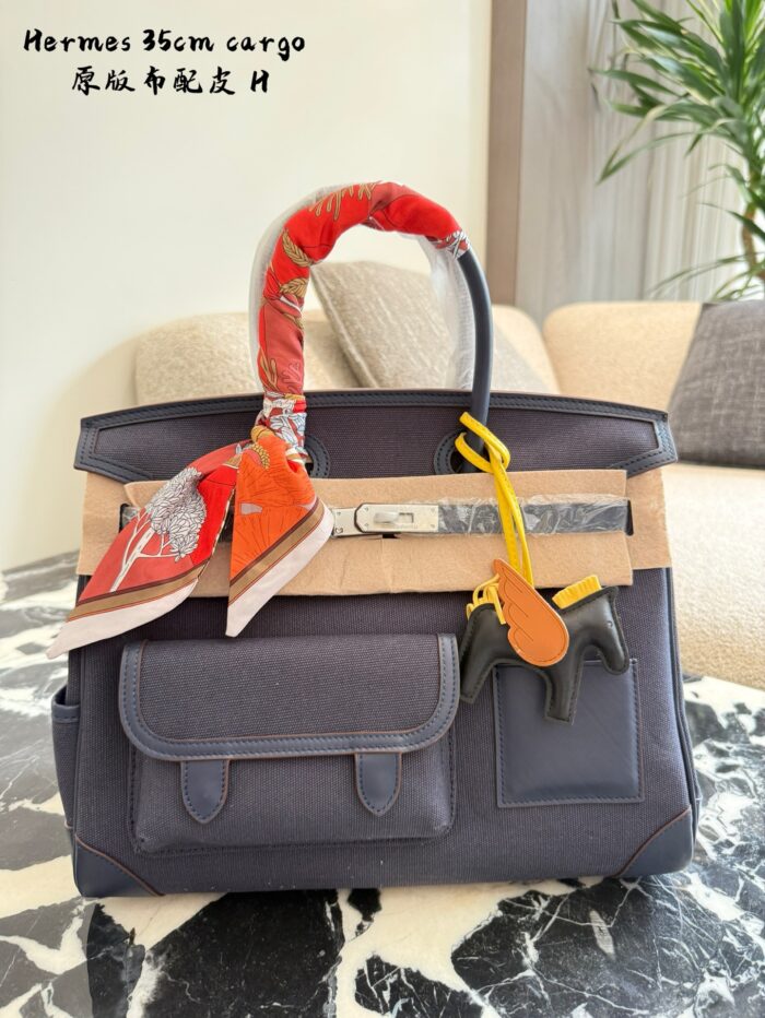 Hermès Cargo Birkin Canvas And Leather Patchwork Multi-Pocket Practical Birkin Bag - Image 8