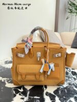 Hermès Cargo Birkin Canvas And Leather Patchwork With Multiple External Pockets And Detachable Water Bottle Holder – Practical Platinum Bag