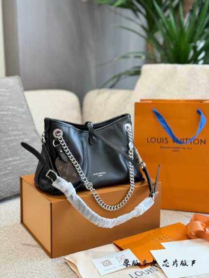 Louis Vuitton Carryall Dark Black Handbag - Takashi Murakami Collaboration Lambskin Relaxed Silhouette