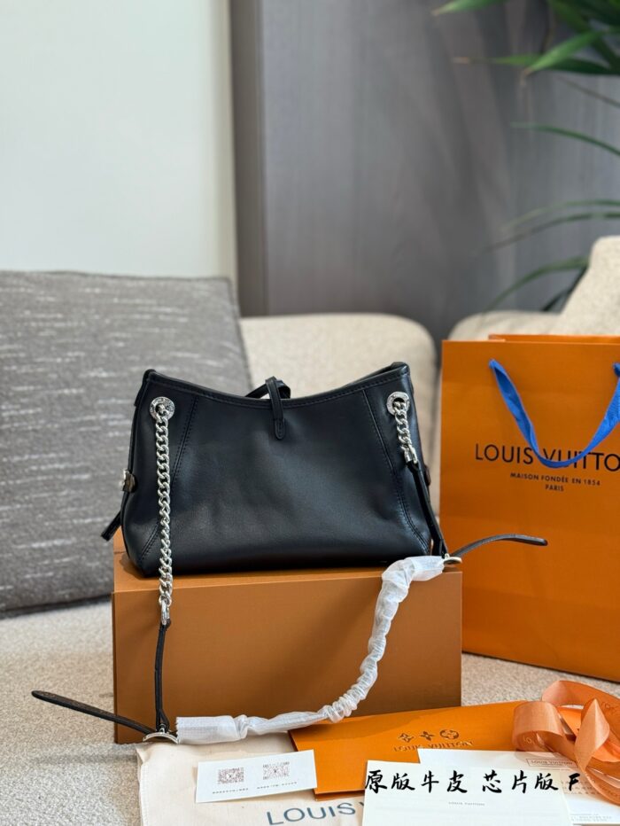 Louis Vuitton Carryall Dark Black Handbag - Takashi Murakami Collaboration Lambskin Relaxed Silhouette - Image 6