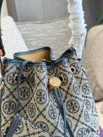 Tory Burch New Vintage Print Mini Bucket Drawstring Bag With Adjustable Handle, Underarm Style - Image 3