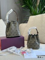 Tory Burch New Vintage Print Mini Bucket Drawstring Bag With Adjustable Handle, Underarm Style - Image 7