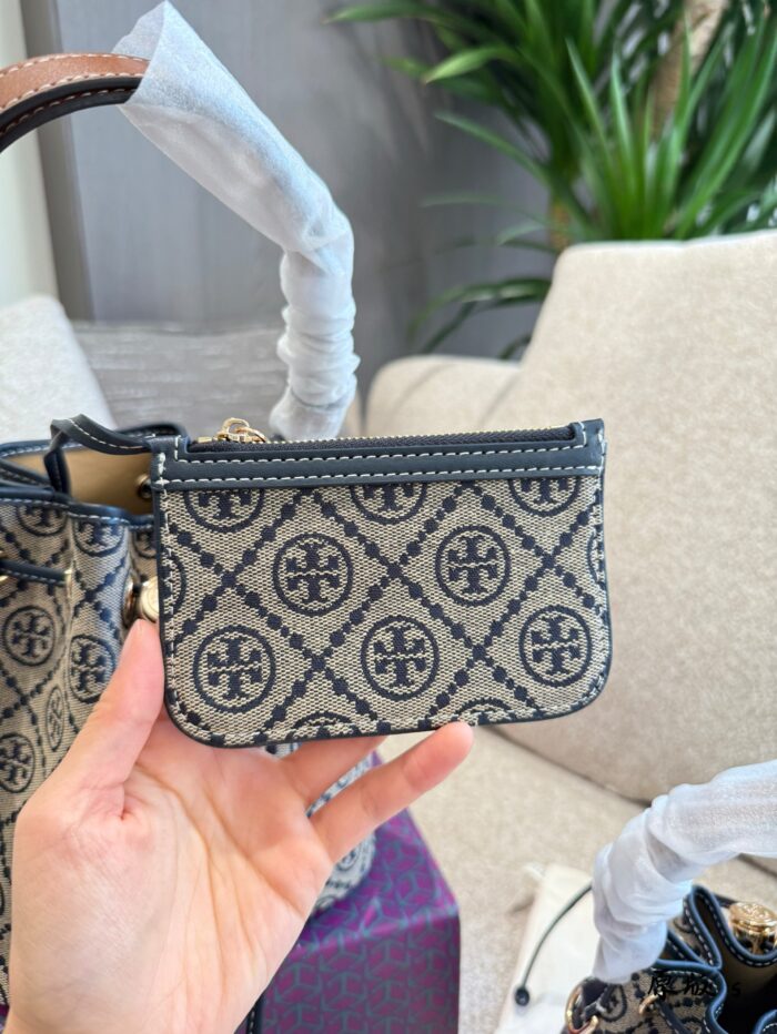 Tory Burch New Vintage Print Mini Bucket Drawstring Bag With Adjustable Handle, Underarm Style - Image 9