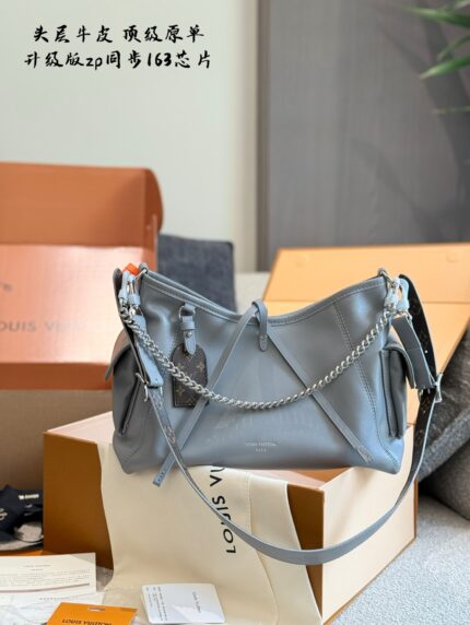 Louis Vuitton Carryall Small Shark Grey Calfskin, Upgraded 163 Chip Edition