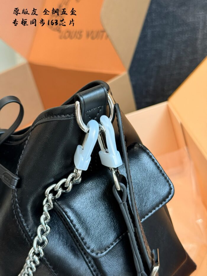 Louis Vuitton Carryall Small Black Lambskin Bag Dark, Edgy Aesthetic Lightweight, Spacious Design Wide Shoulder Strap - Image 4