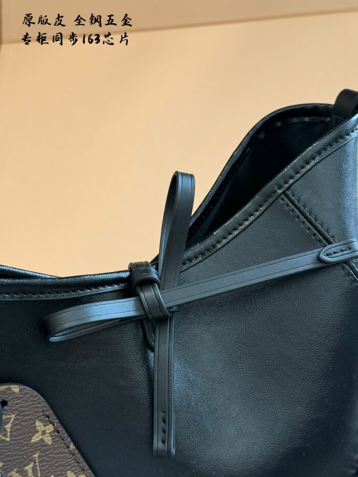 Louis Vuitton Carryall Small Black Lambskin Bag Dark, Edgy Aesthetic Lightweight, Spacious Design Wide Shoulder Strap - Image 5