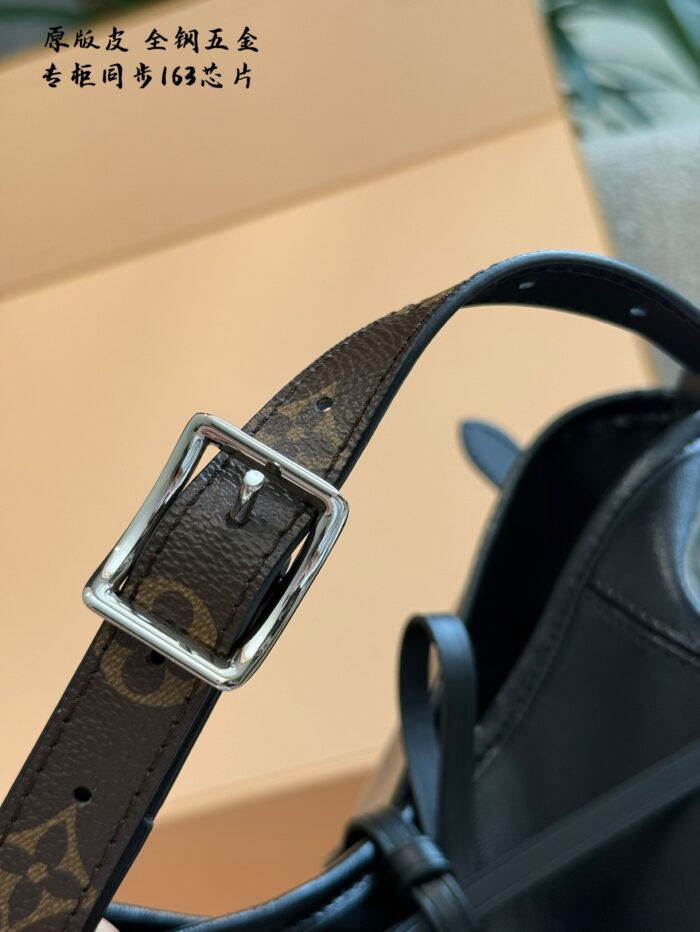 Louis Vuitton Carryall Small Black Lambskin Bag Dark, Edgy Aesthetic Lightweight, Spacious Design Wide Shoulder Strap - Image 6