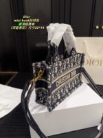 Dior Tote Autumn/Winter Collection Mini Book Embroidered Tote Bag Detachable Shoulder Strap Letter Logo - Image 3