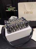Dior Tote Autumn/Winter Collection Mini Book Embroidered Tote Bag Detachable Shoulder Strap Letter Logo - Image 6