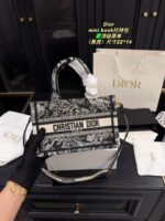Dior Tote Autumn/Winter Collection Mini Book Embroidered Tote Bag Detachable Shoulder Strap Letter Logo - Image 13