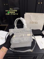 Dior Tote Autumn/Winter Collection Mini Book Embroidered Tote Bag Detachable Shoulder Strap Letter Logo - Image 14