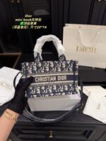 Dior Tote Autumn/Winter Collection Mini Book Embroidered Tote Bag Detachable Shoulder Strap Letter Logo - Image 15